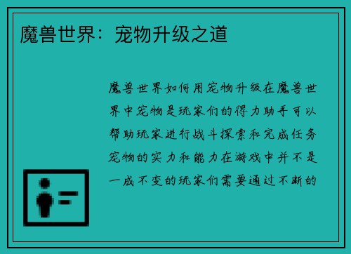 魔兽世界：宠物升级之道